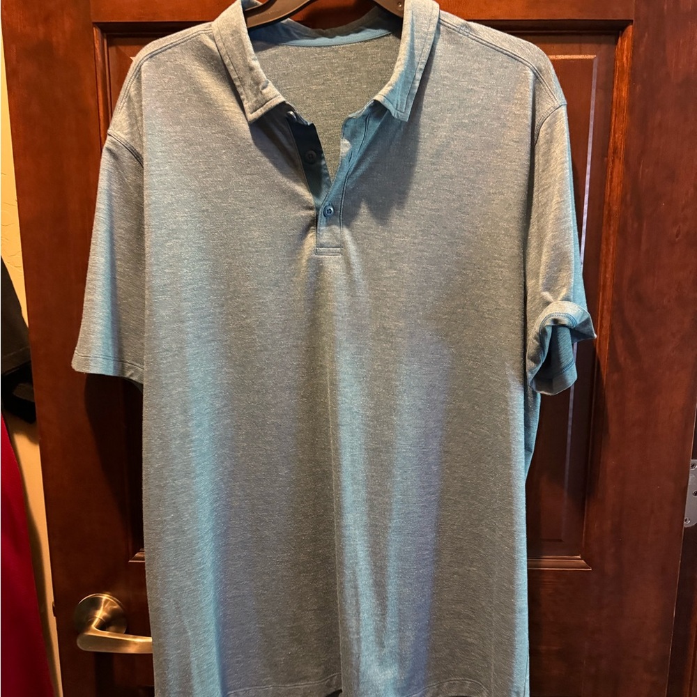 lululemon athletica Men's Heathered Light Blue Polo